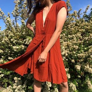 Oversized Summer Dress - Short Terracota Dress